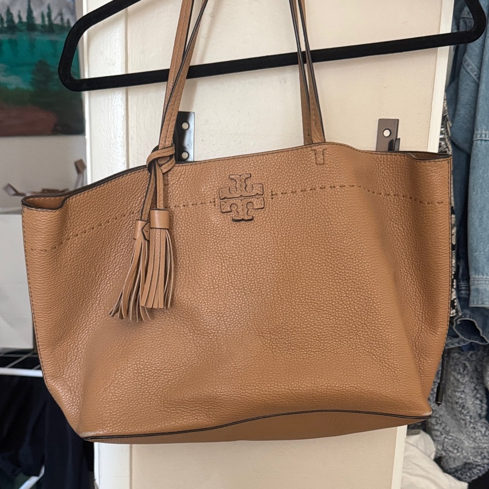 Tory Burch Brown Leather Tote with Tassel